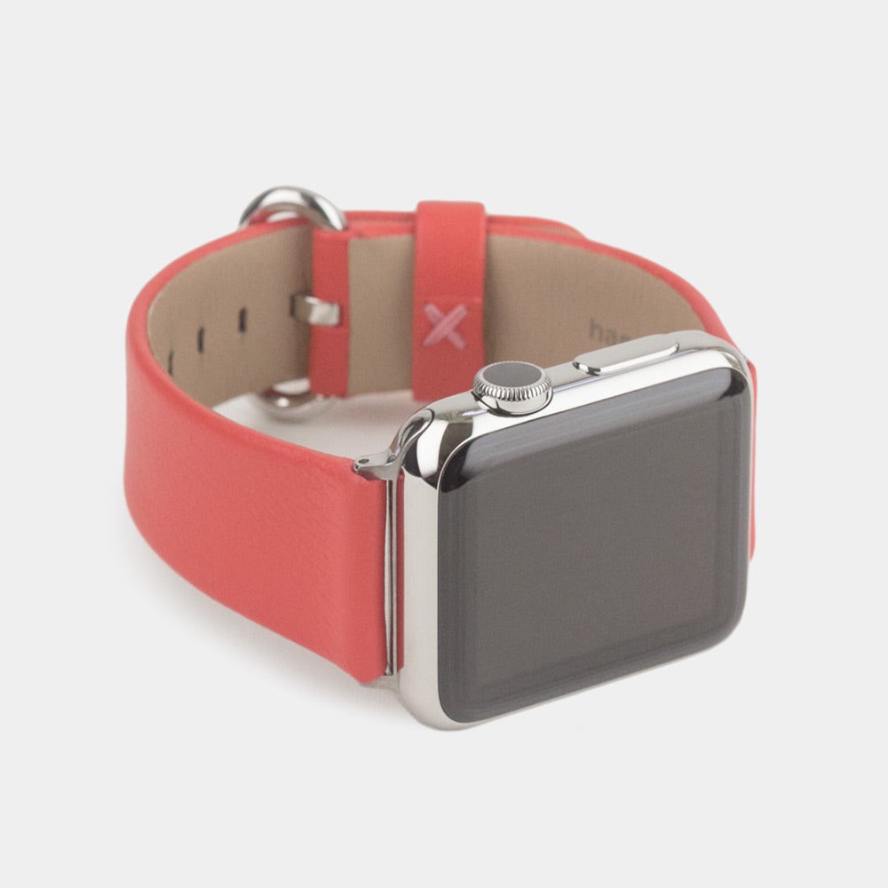 bracelet cuir Apple Watch 41 / 42mm rouge corail