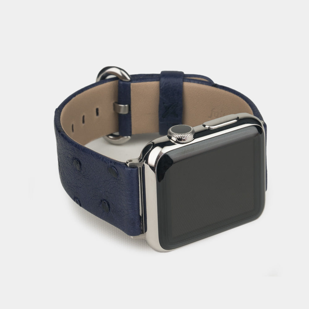 bracelet autruche Apple Watch 41 / 42mm bleu