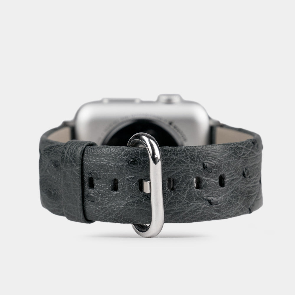 bracelet autruche Apple Watch 41 / 42mm gris