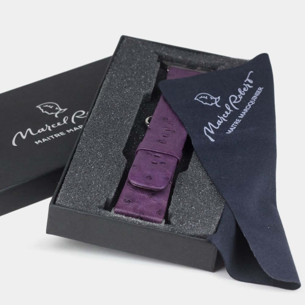 Ostrich Leather Strap Apple Watch 45/46mm Purple | Marcel Robert - 2