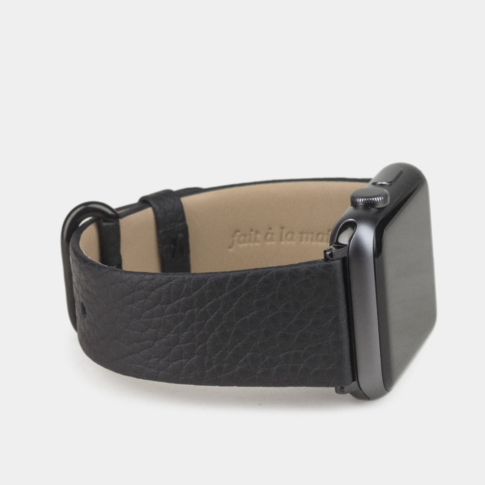 bracelet cuir Apple Watch 41 / 42mm noir grainé