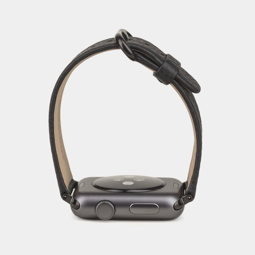 bracelet cuir Apple Watch 41 / 42mm noir grainé