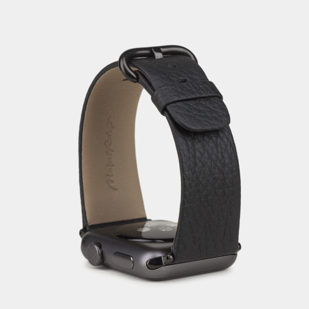 bracelet cuir Apple Watch 41 / 42mm noir grainé