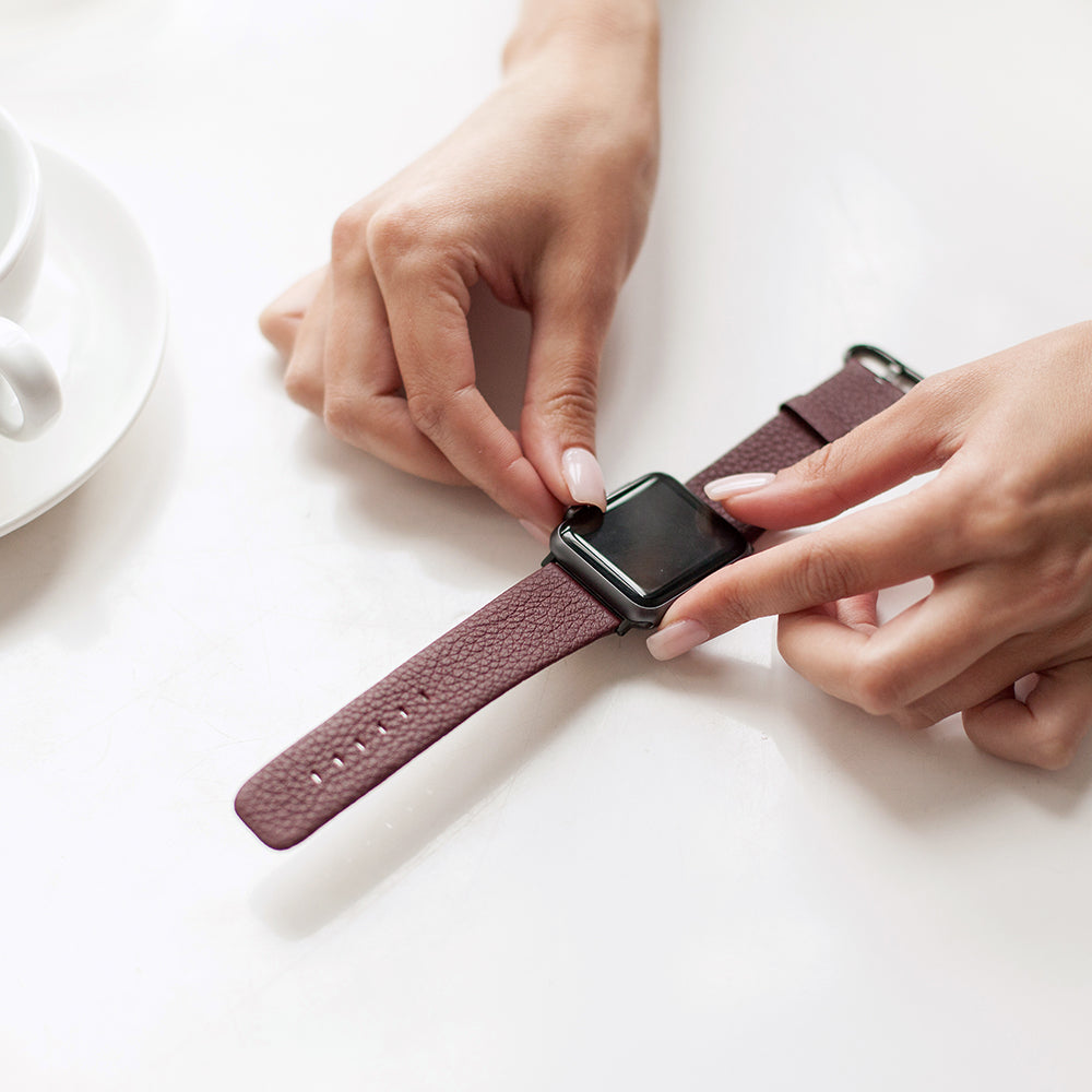 bracelet cuir Apple Watch 41 / 42mm bordeaux