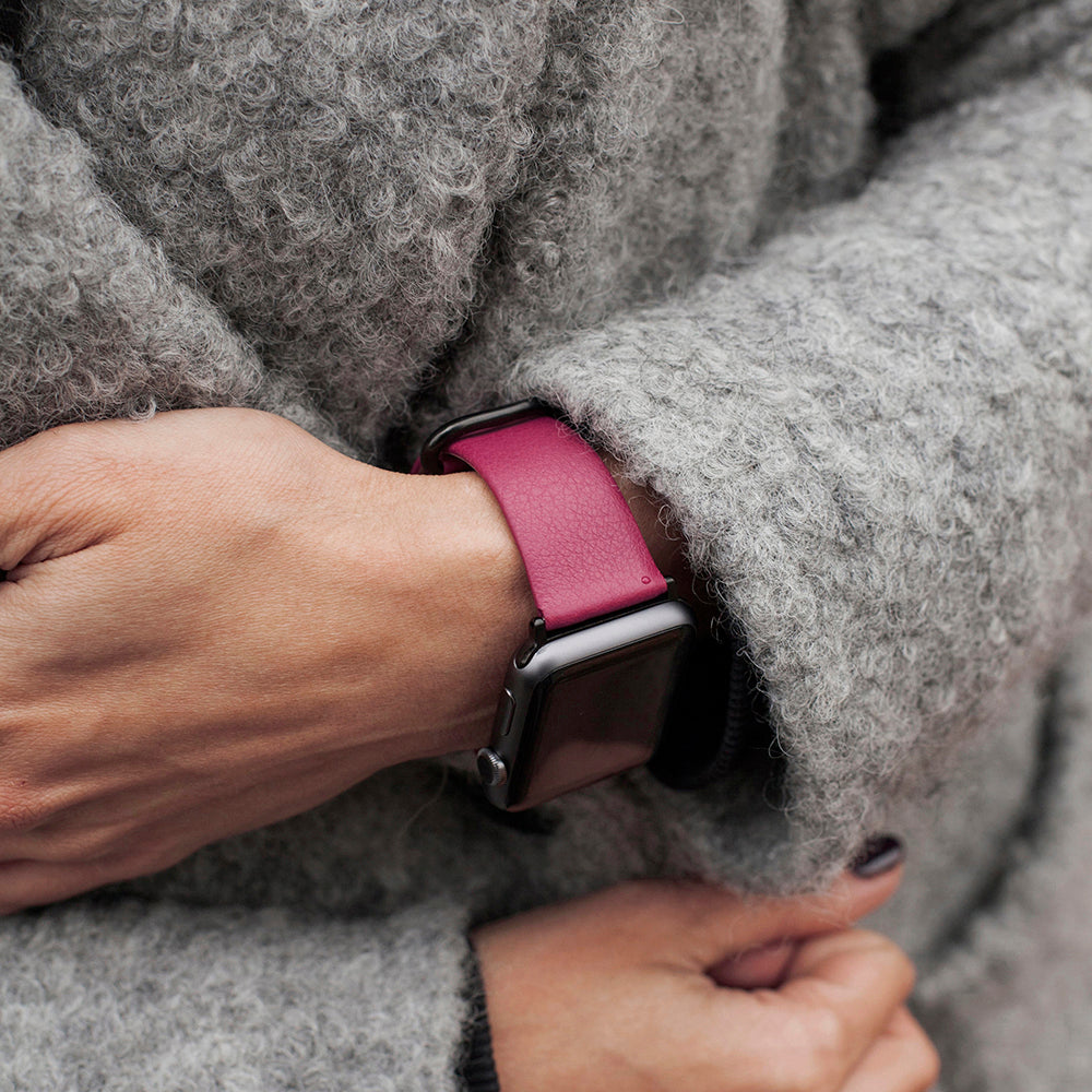 bracelet cuir Apple Watch 40 / 41mm fushia