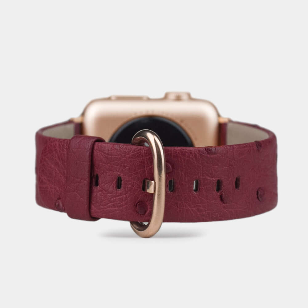 Ostrich Leather Strap Apple Watch 45/46mm Fuchsia | Marcel Robert - 6