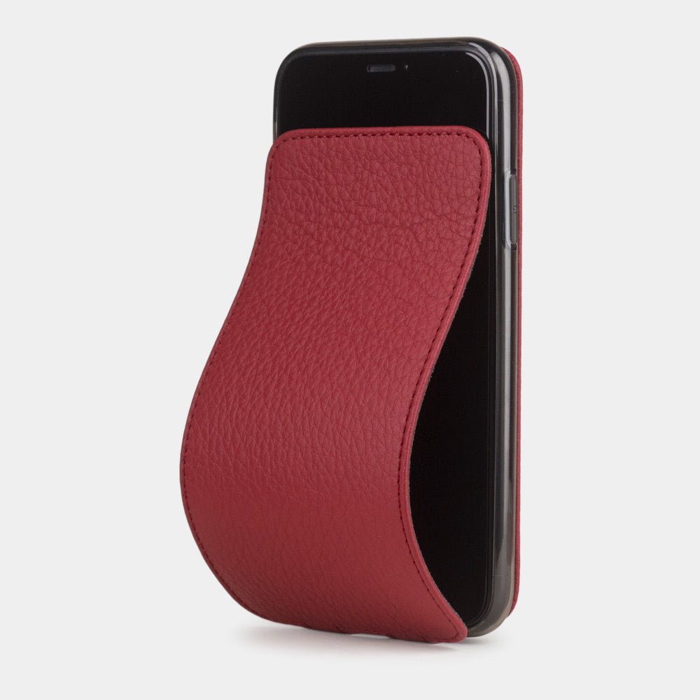 iPhone 11 Cherry Calfskin Case – Slim Magnetic Flip