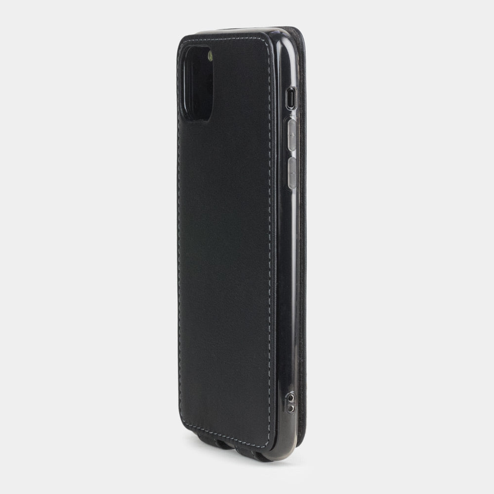 Custodia iPhone 11 Pro Max pelle di vitello nero — cover a ribalta magnetica fatta a mano Marcel Robert