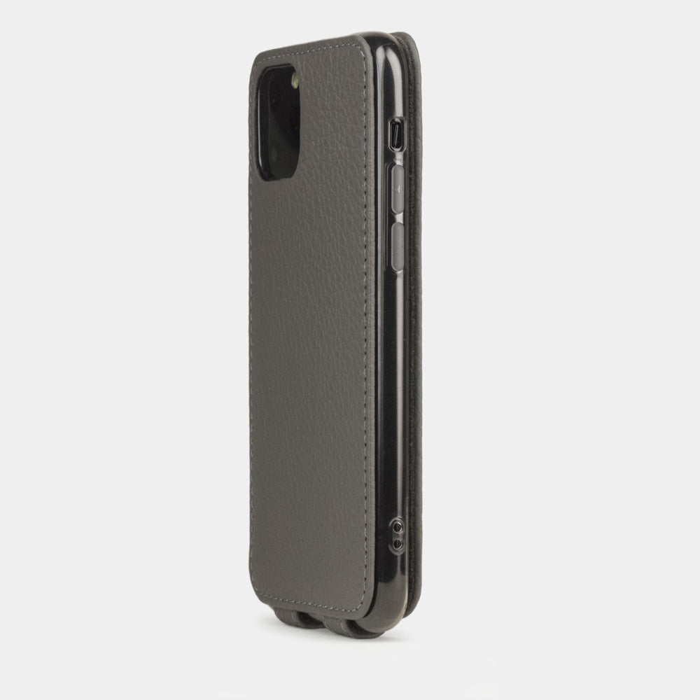 Custodia iPhone 11 Pro Max pelle di vitello grigio siderale — cover a ribalta magnetica fatta a mano Marcel Robert