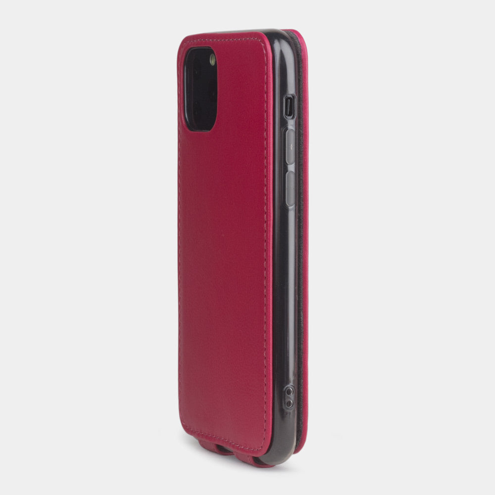 iPhone 11 Pro Max Fuchsia Calfskin Case – Slim Magnetic Flip