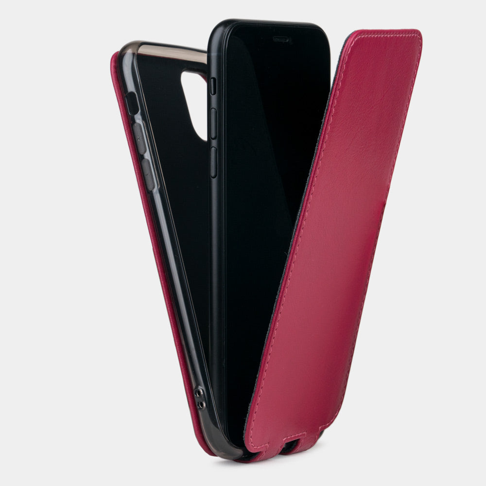 iPhone 11 Pro Max Fuchsia Calfskin Case – Slim Magnetic Flip