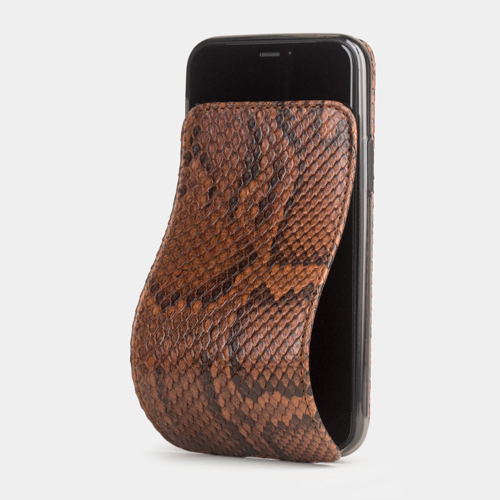 Custodia iPhone 11 Pro Max pelle di pitone oro — cover a ribalta magnetica fatta a mano Marcel Robert
