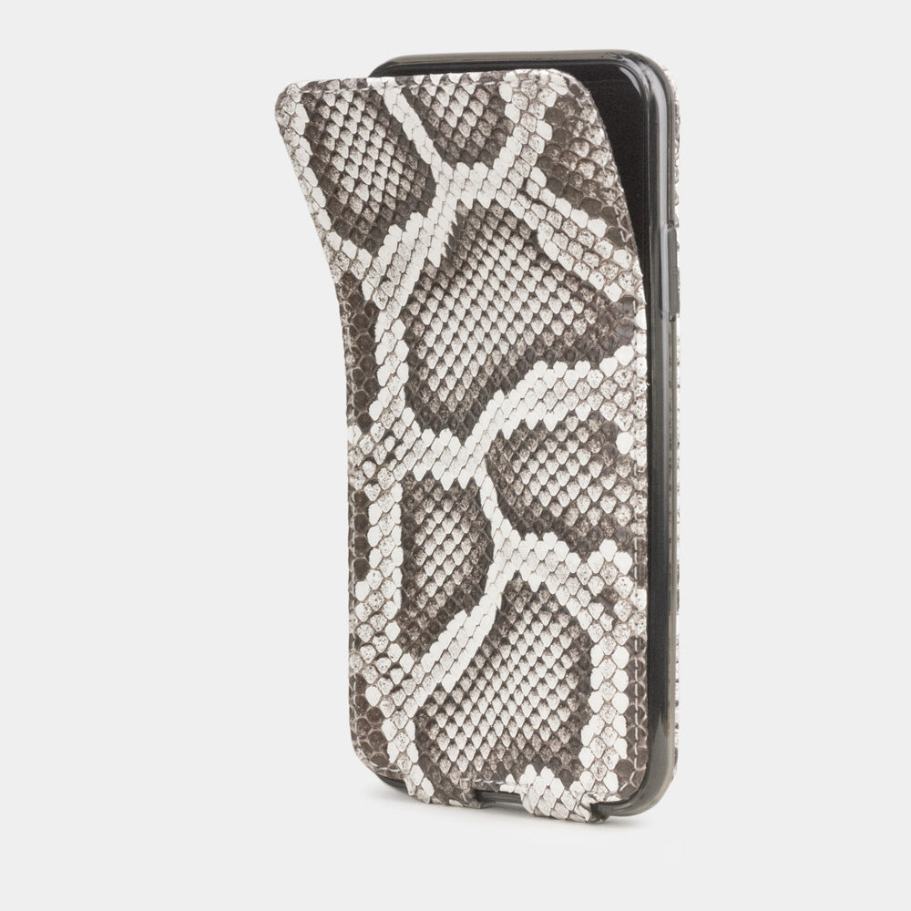 Custodia iPhone 11 Pro Max pelle di pitone naturale — cover a ribalta magnetica fatta a mano Marcel Robert