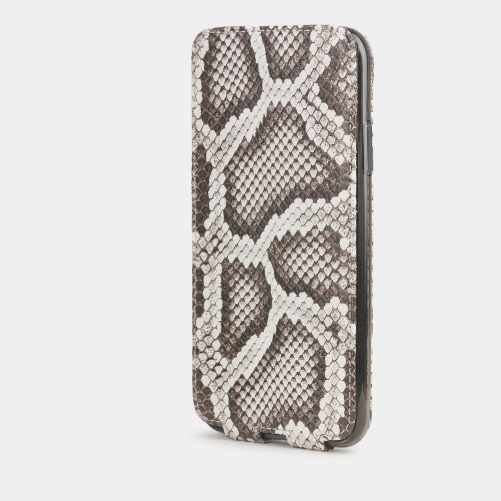 Custodia iPhone 11 Pro Max pelle di pitone naturale — cover a ribalta magnetica fatta a mano Marcel Robert