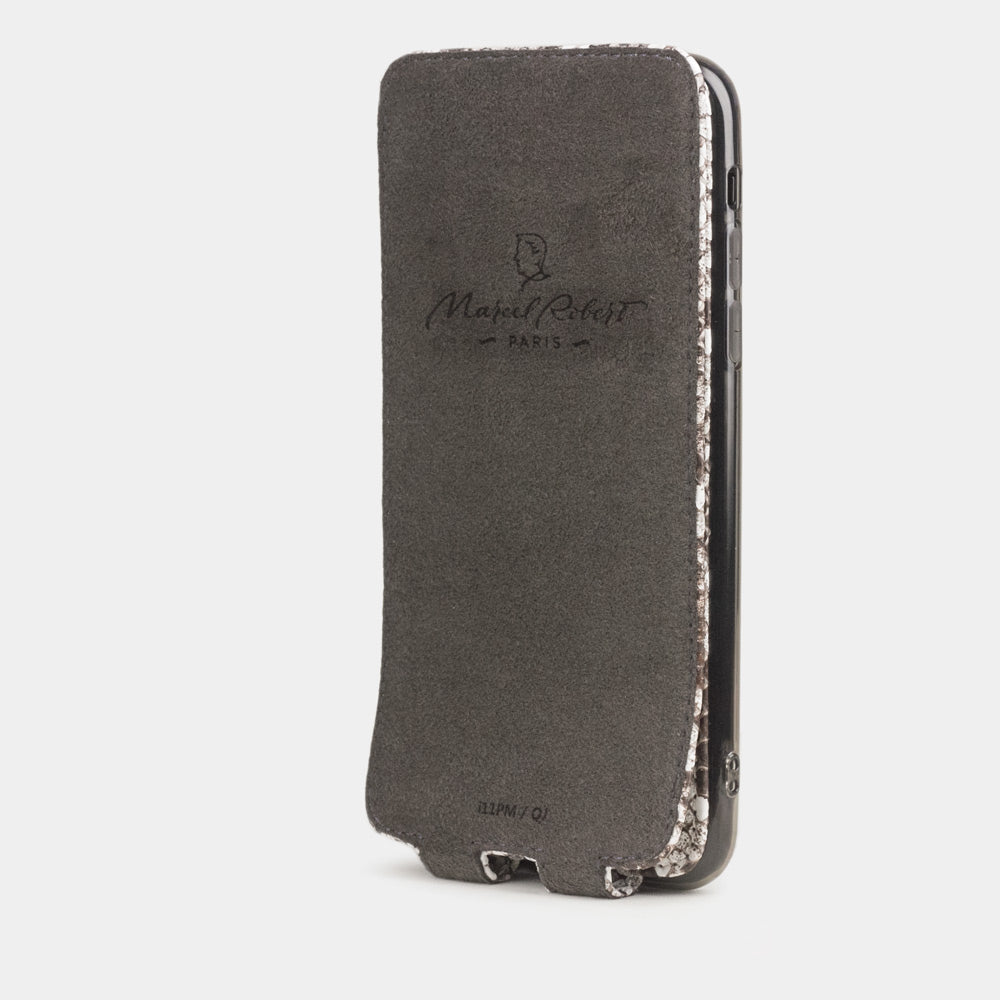 Custodia iPhone 11 Pro Max pelle di pitone naturale — cover a ribalta magnetica fatta a mano Marcel Robert