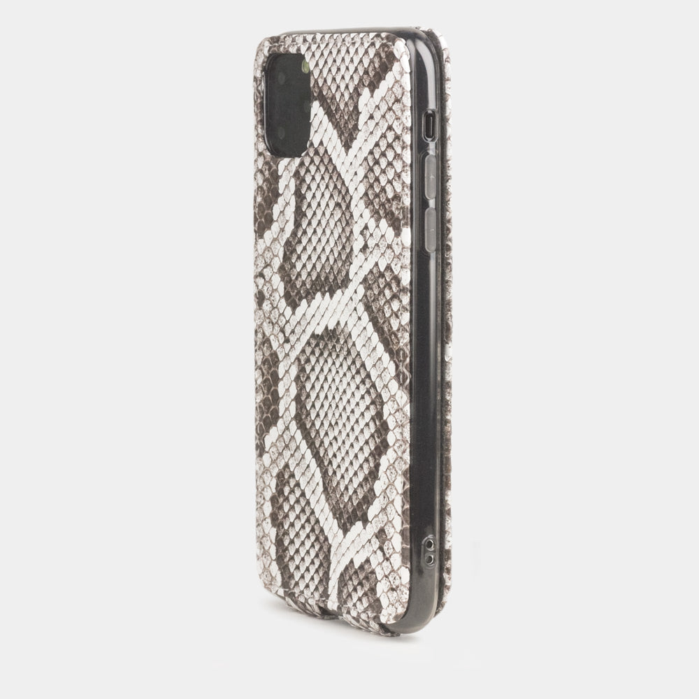 Custodia iPhone 11 Pro Max pelle di pitone naturale — cover a ribalta magnetica fatta a mano Marcel Robert