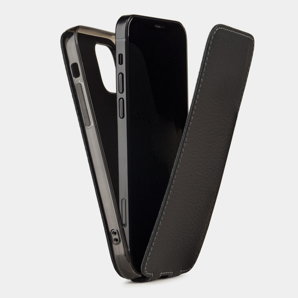 etui cuir iPhone 12 mini noir