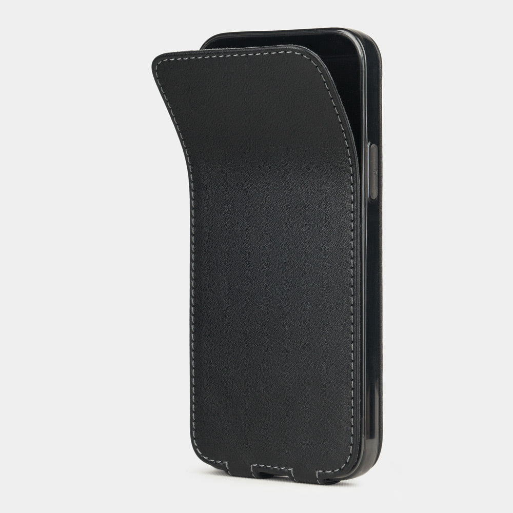 etui cuir iPhone 12 mini noir lisse