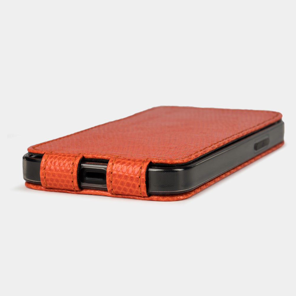 etui cuir iPhone 12 mini orange