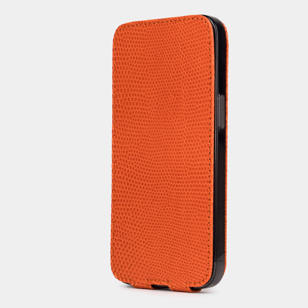 etui cuir iPhone 12 mini orange