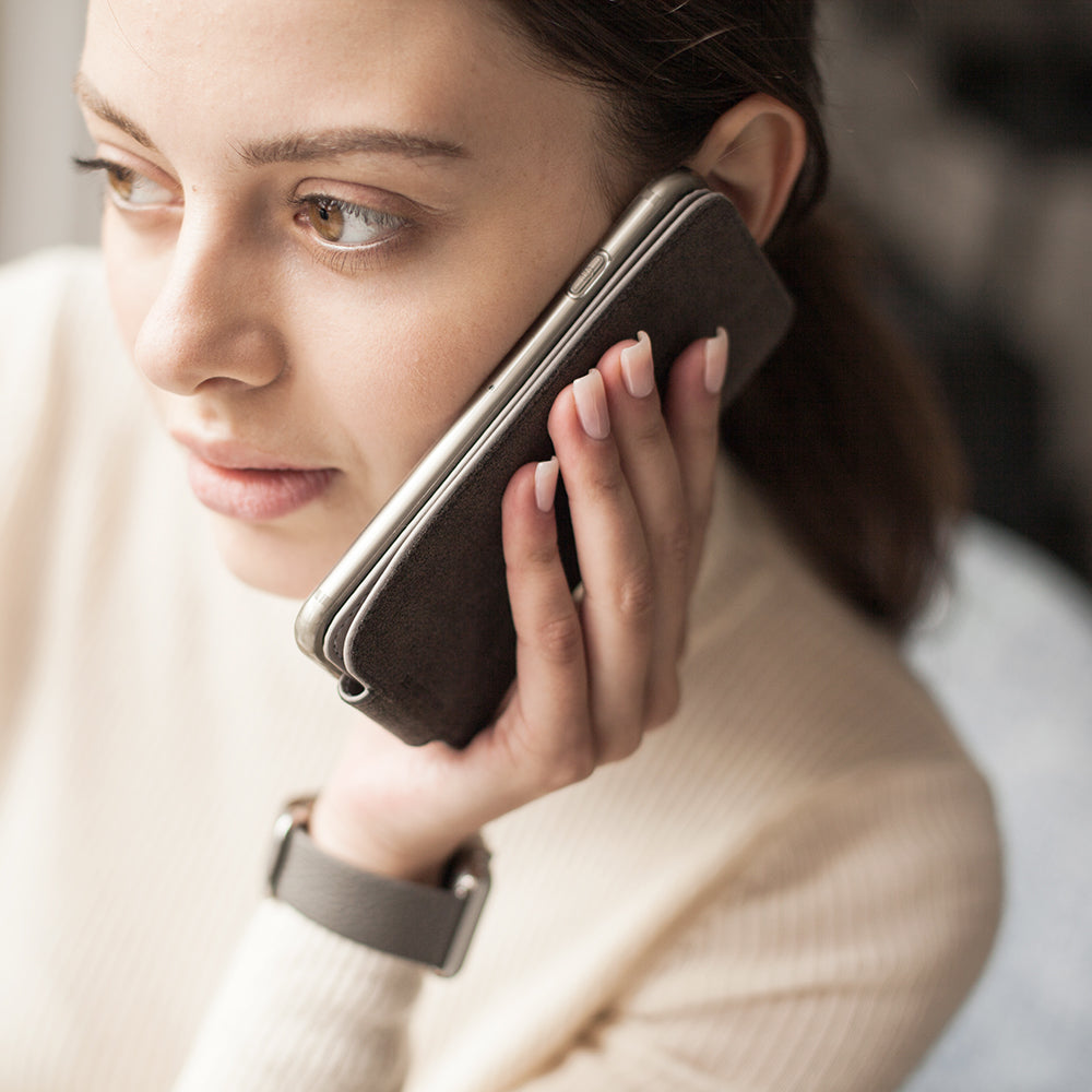 iPhone SE Lederhülle Grey Stone