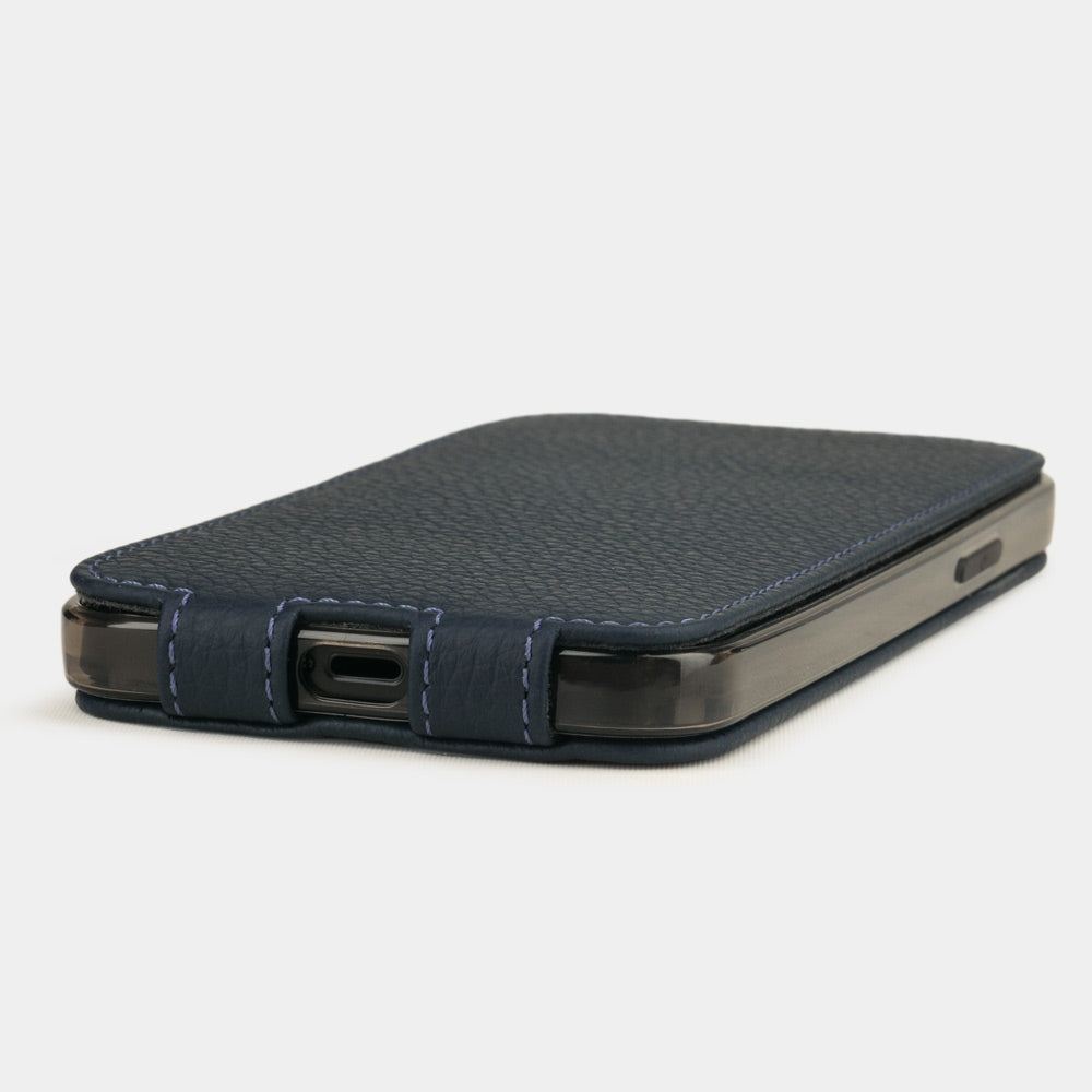 etui cuir iPhone 12 mini bleu