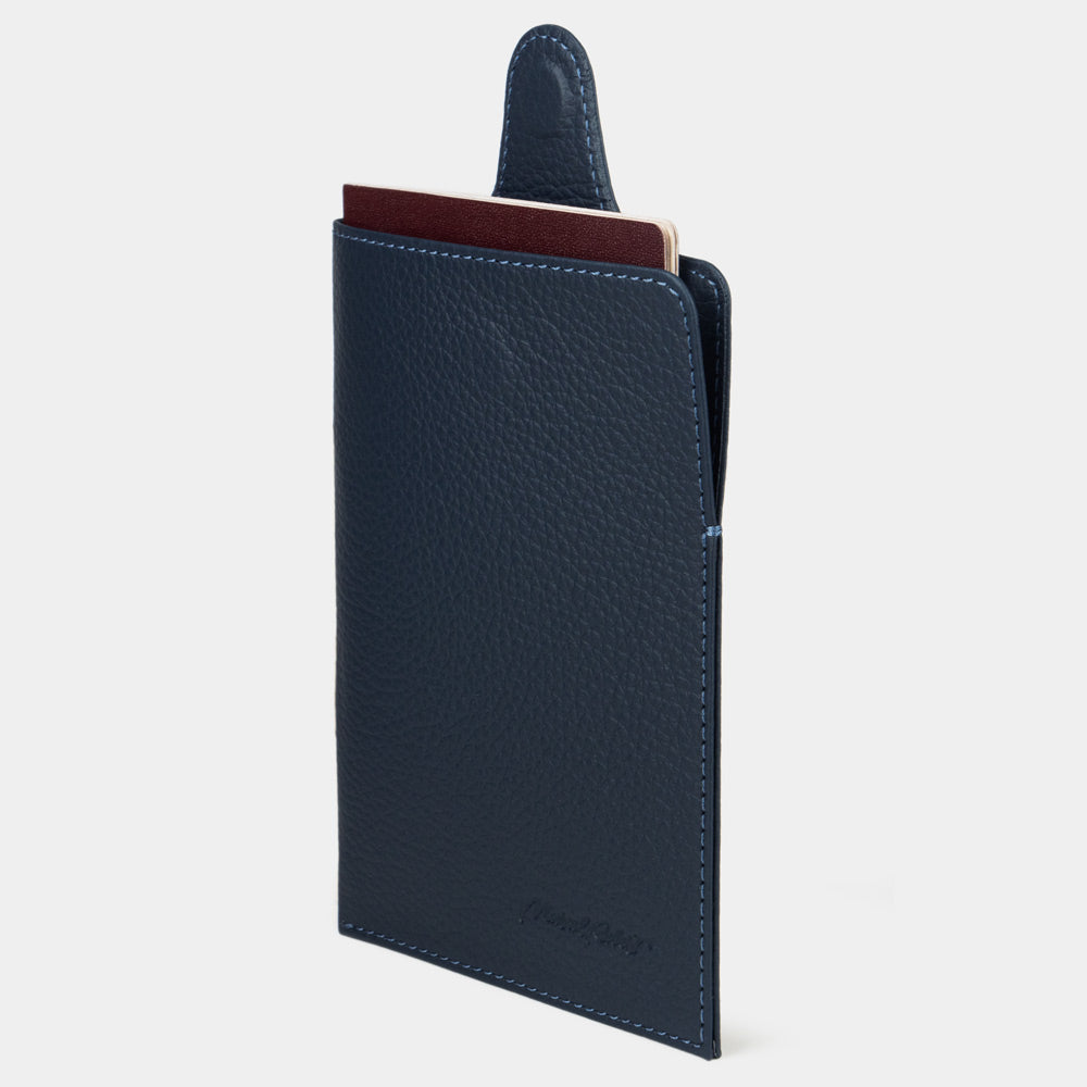 leather passport holder London blue