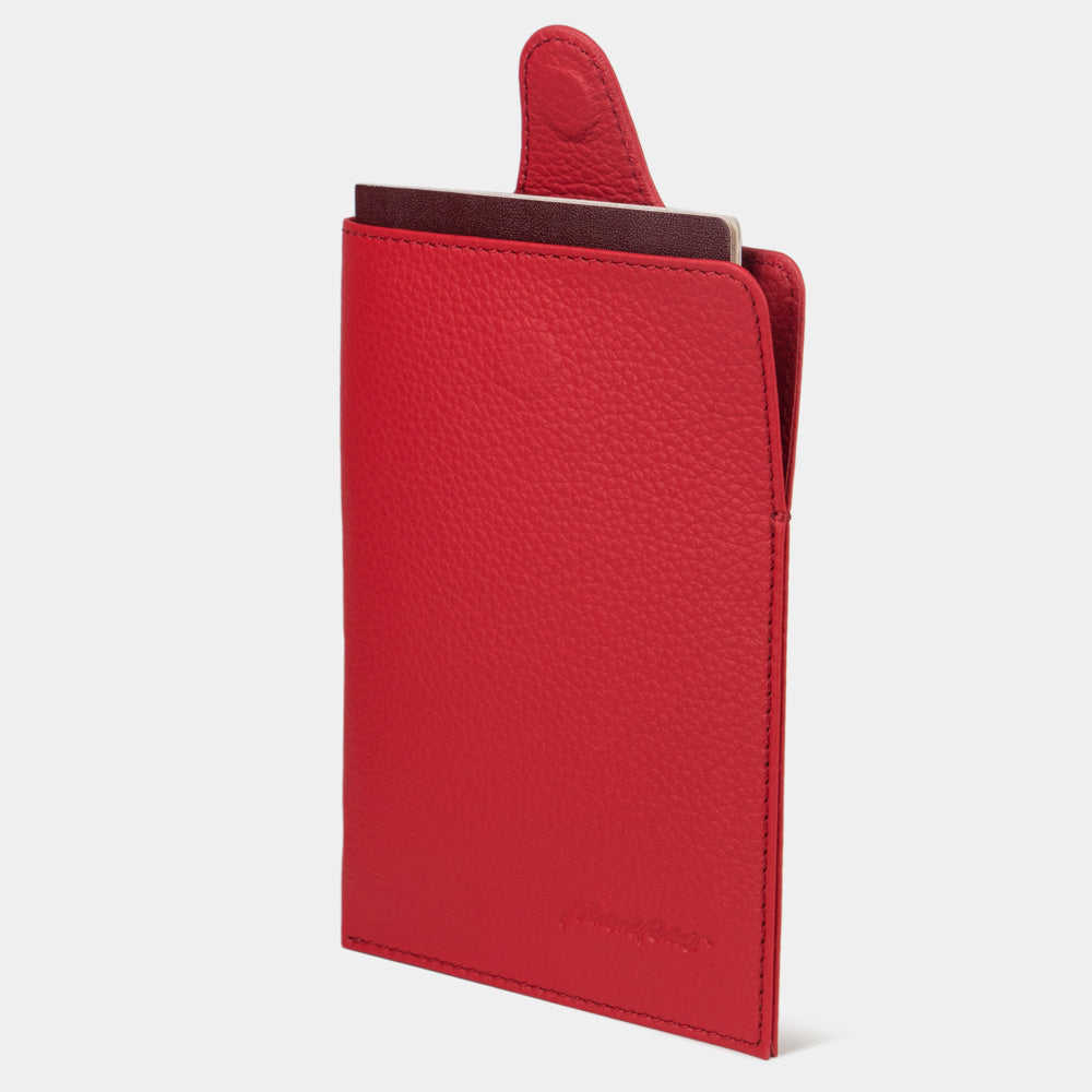 leather passport holder London rouge