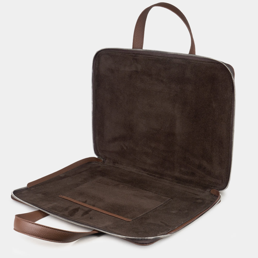 Leather Notebook Bag 14'' with Pockets Brown | Marcel Robert - 3