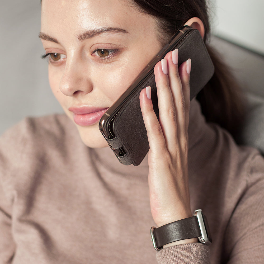 custodia iPhone X marrone