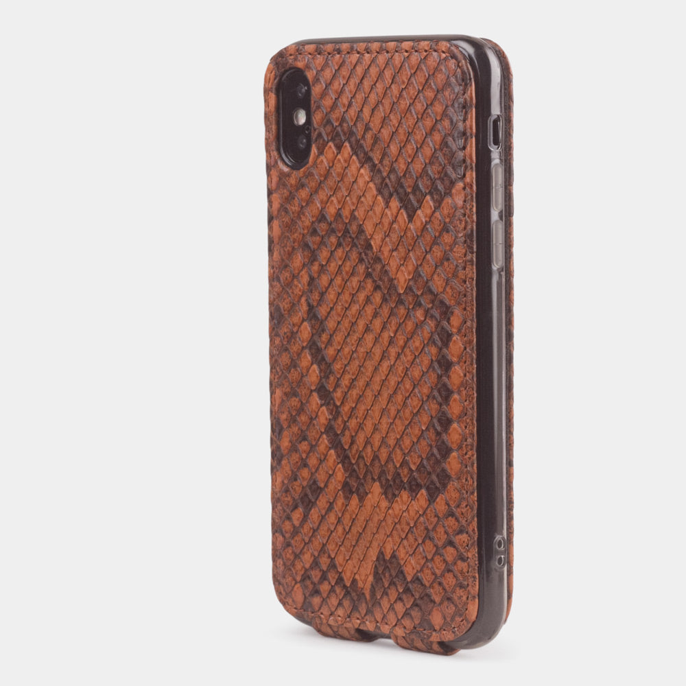 python leren hoesje goud voor iPhone X - achteraanzicht met de camera-uitsparing & effectief beschermde lens