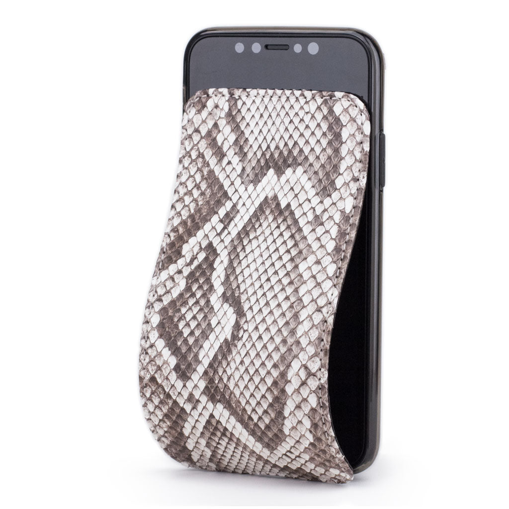 Natural python leather flip case for iPhone XS Max - front view showing the soft folding cover