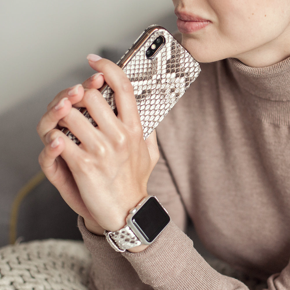 Coque iPhone XS Max en cuir python natural