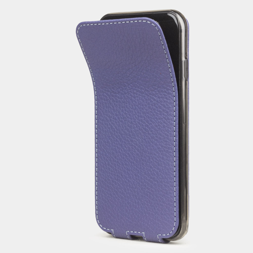 Funda de piel Morado para iPhone SE - tapa frontal flexible que se pliega hacia atrás para proteger la pantalla del smartphone