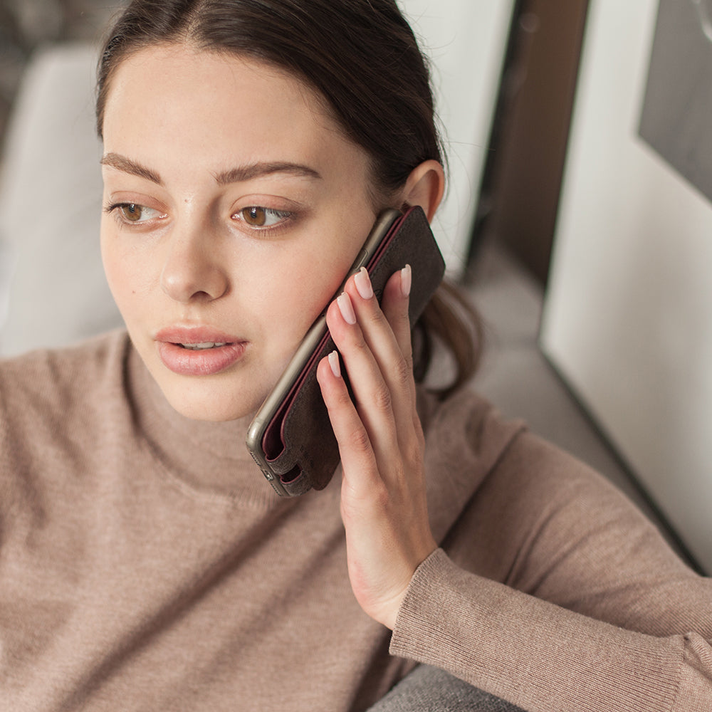 Coque iPhone SE Cuir Bordeaux