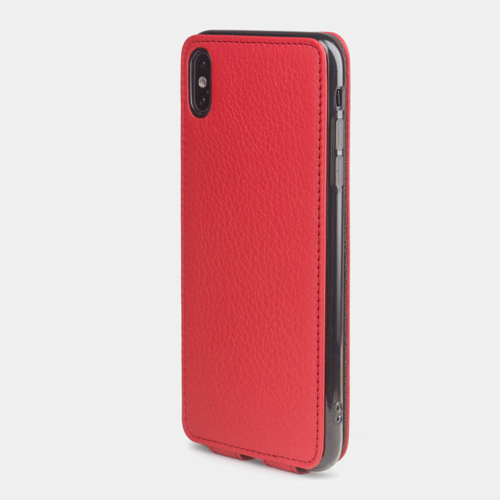 leren hoesje rood voor iPhone XS Max - achteraanzicht met de camera-uitsparing & effectief beschermde lens