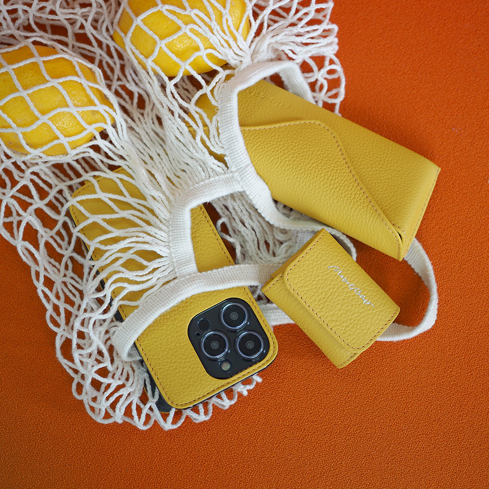 iPhone 15 Yellow Calfskin Flip Case – MagSafe