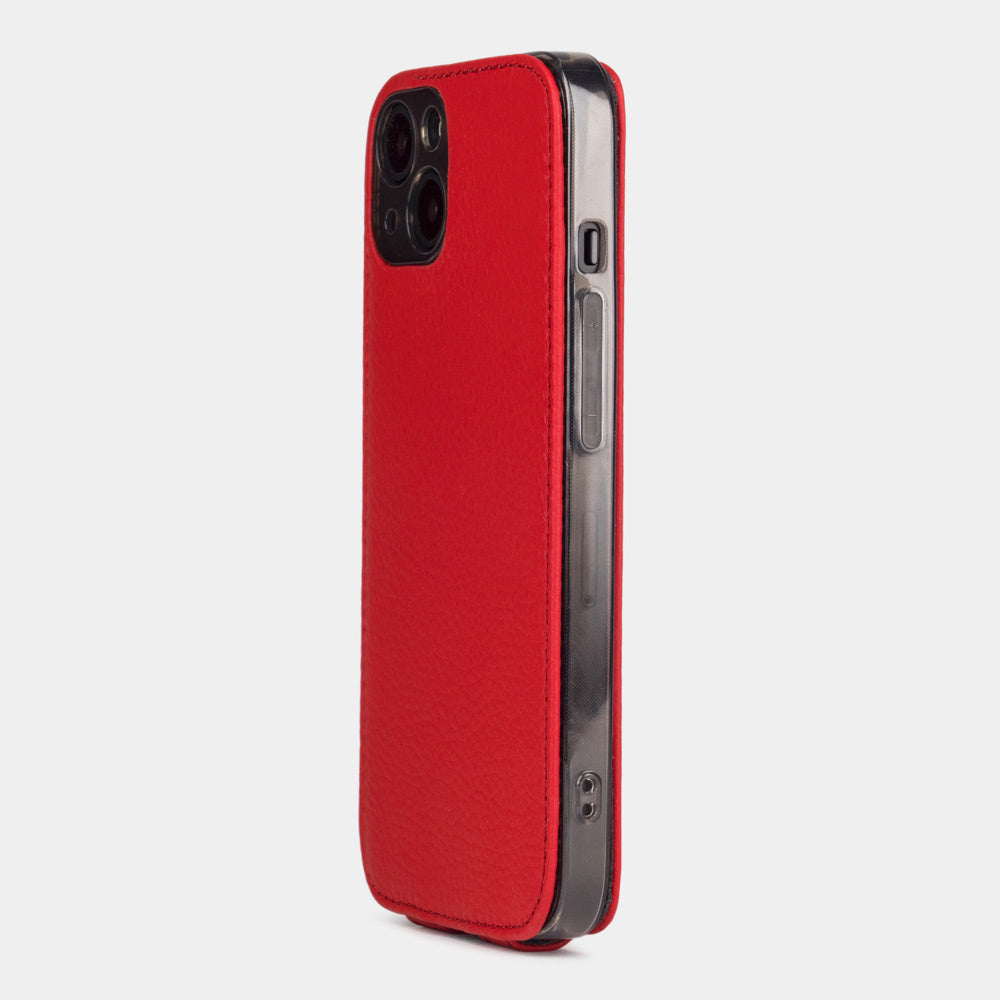 red calfskin case iPhone 15 Pro & Pro Max – back view showing the closed magnetic flap
