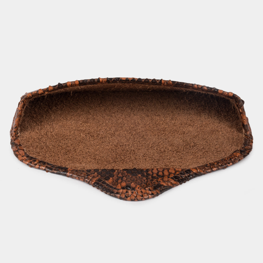 Inside the gold python leather Casual glasses case: natural suede lining