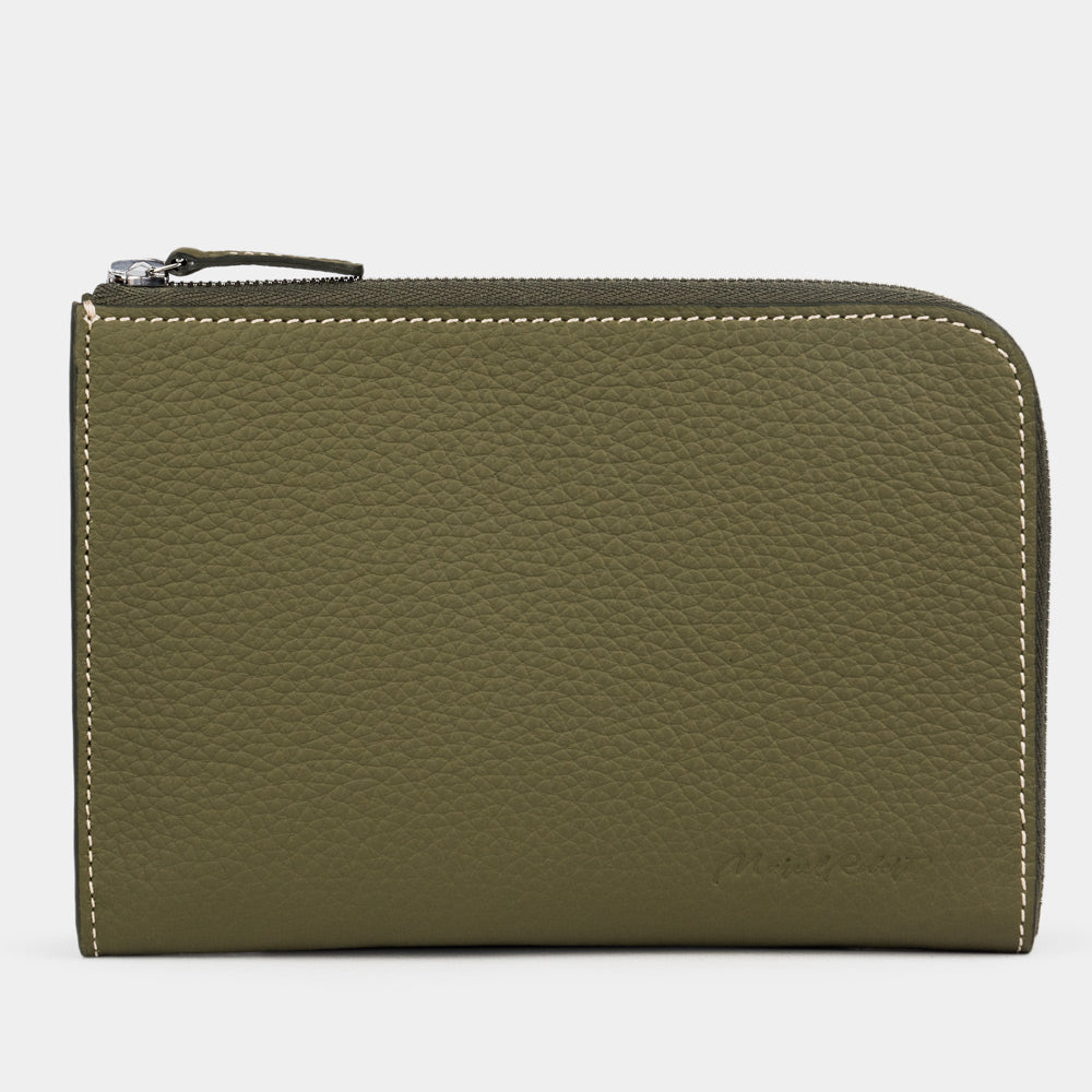 men’s leather zip wallet with card holder green