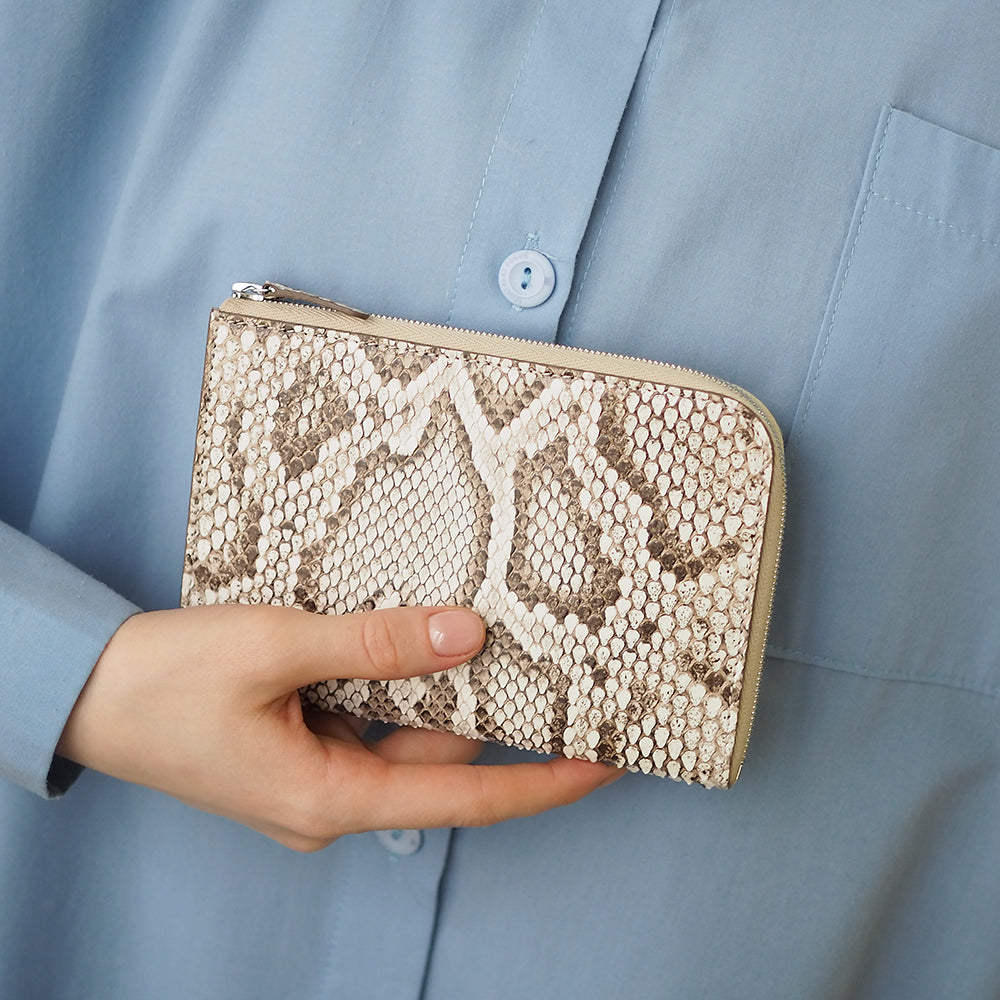 women’s python natural zip wallet with card holder