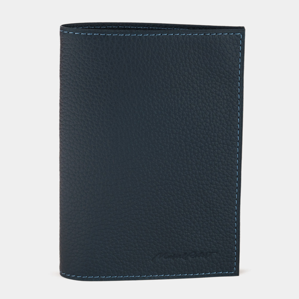 leather passport cover Milano bleu