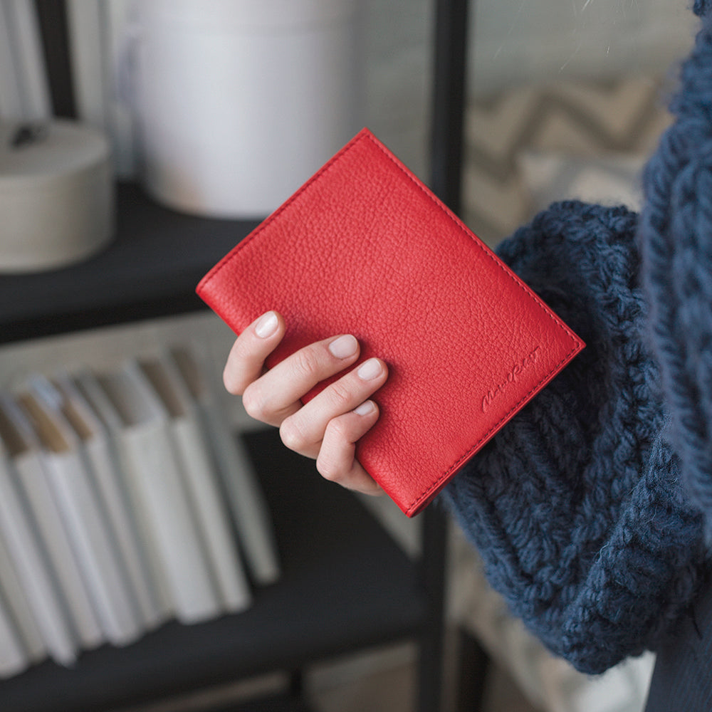 leather passport cover Milano red