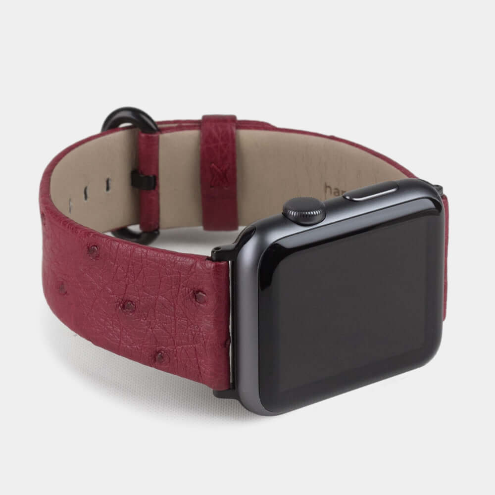 Ostrich Leather Strap Apple Watch 45/46mm Fuchsia | Marcel Robert - 11