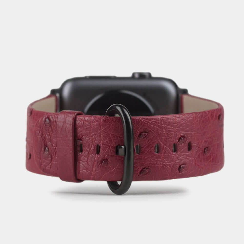 Ostrich Leather Strap Apple Watch 45/46mm Fuchsia | Marcel Robert - 8