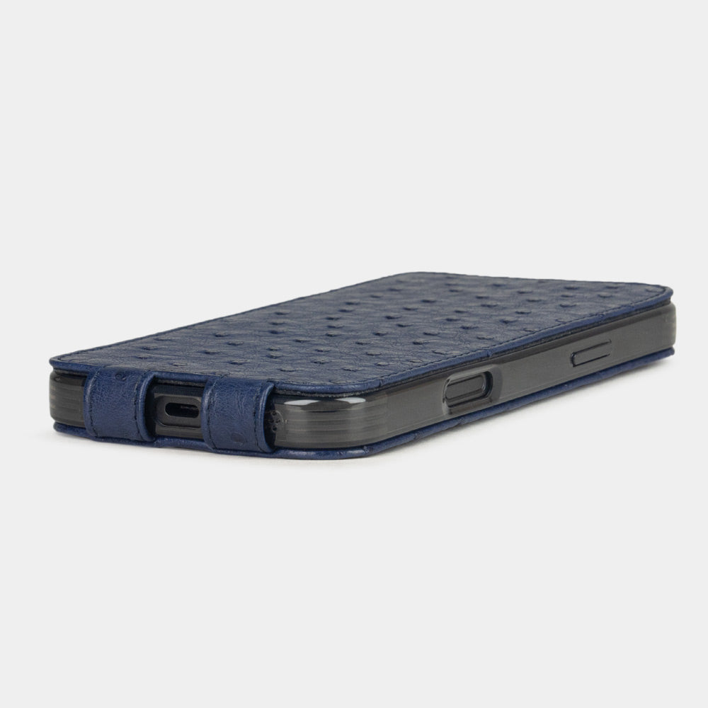 Blue Ostrich Leather iPhone 16 Pro Case | Marcel Robert - 17