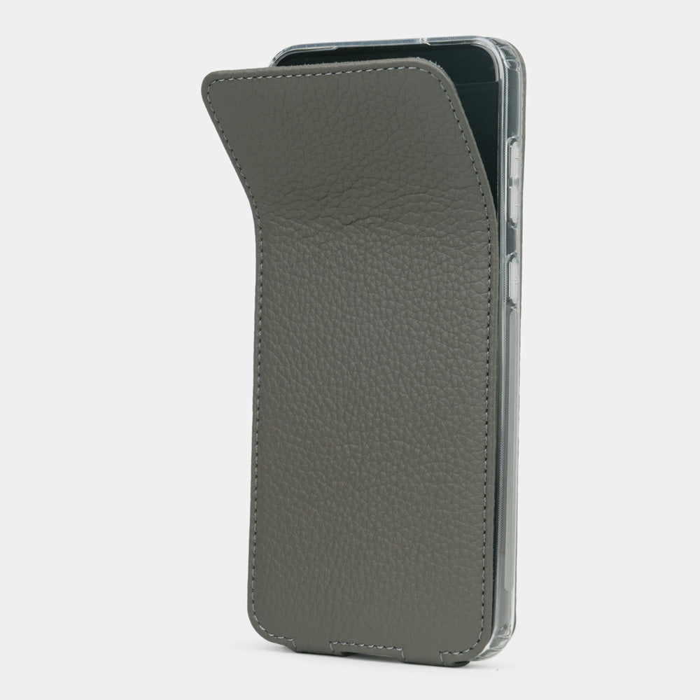 Premium Leather Flip Case Galaxy S23 Grey | Marcel Robert - 1