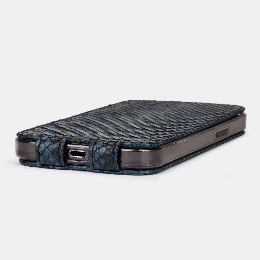 Blue python iPhone 14 Pro Max case, scale grain detail