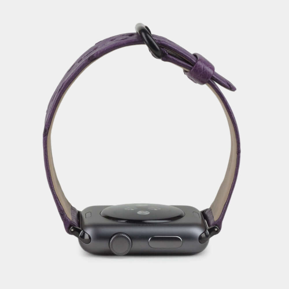 Ostrich Leather Strap Apple Watch 45/46mm Purple | Marcel Robert - 8