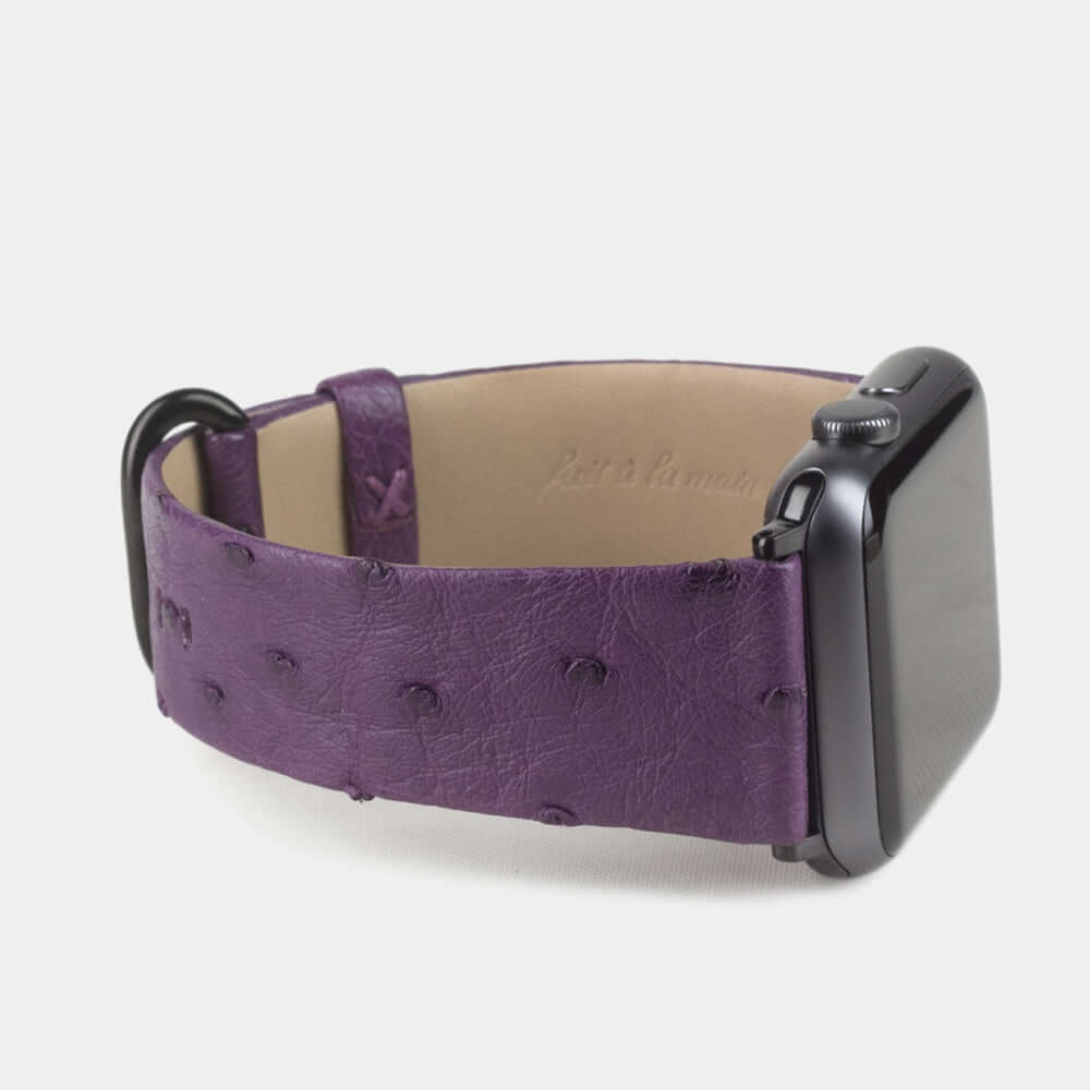 Ostrich Leather Strap Apple Watch 45/46mm Purple | Marcel Robert - 6